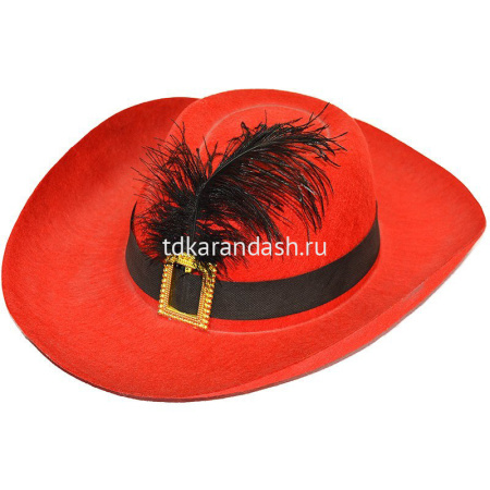 Шляпа Мушкетера с пером, фетр, 2 цвета Y1816-14