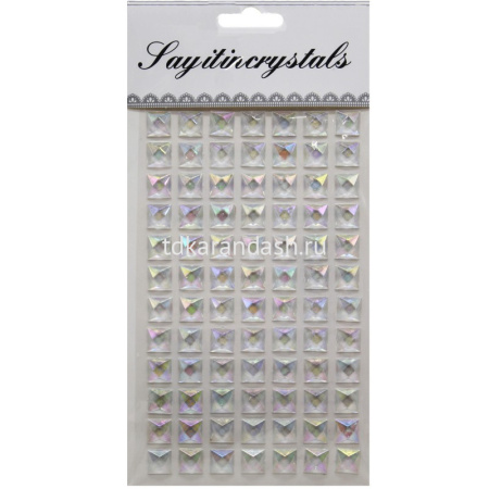 Наклейки Стразы "Квадратные кристаллы" 20х10см, размер 1шт 1х1см  ZS2448