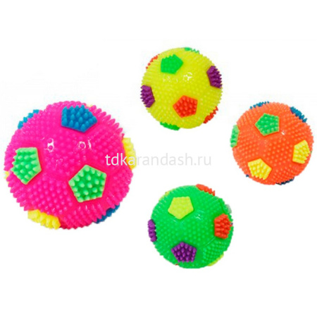 Мяч-попрыгунчик с шипами "Футбол" 7,5см на подвеске (звук) 4 цвета CQ2231