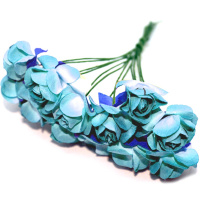 Цветок декоративный Роза 2см голубой 12шт/уп. Y3919-16