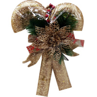 Украшение новогоднее "Трости с еловыми ветками" 24х18см золото с блестками, пластик Y9992-24