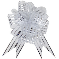 Бант - шар 5см диаметр 13см Полосы матовый серебро Y7014-18