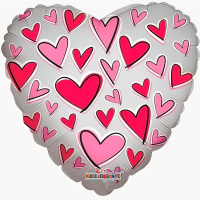 Шар возд. Любовь Сердечки красные и розовые прозрачный 667 18"/45см шар фольга 6027070