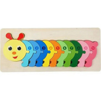 Пазл-сортер "Гусеница" 30х13см объемный, дерево, 12 видов 11401-24