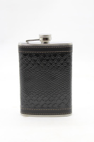 Фляга 270мл 13х9,5см металл/искусственная кожа черный крокодил Y10329-24