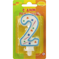 Свеча д/торта "Голубое конфетти" 2, 7см 107555