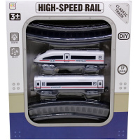 Железная дорога Локомотив + 1 вагон, 38х31,5х6см, пластик, 17 деталей (свет, звук) LT395334