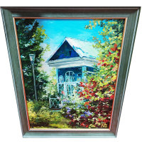 Картина "Томск. Ботанический сад" 46х35см на холсте (двп, масло)