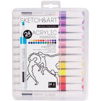 Набор маркеров "Sketch&Art" акриловые 24шт, пулевидный наконечник, толщина линии 1-3мм 22-0127
