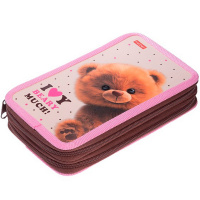 Пенал "Пушистый мишка" 19х11х5см, прямоугольный, двухстворчатый, матовая ламинация 3D лак 088898