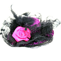 Шляпа-заколка 12см с пером, малиновая Y1832-14