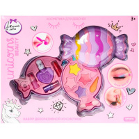 Косметика для девочек "Конфета" (тени для век, помада 3шт, лак для ногтей, 2 заколки) 10407D-UNI-ML