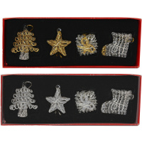 Набор ёлочных украшений 4шт "Ель. Звезда. Подарок. Сапожок" 2 цвета Y201-13