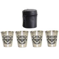 Набор стопок в чехле 75мл "Честь, Долг, Мужество, Сила" металл 080305001