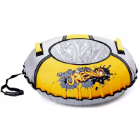 Санки-ватрушка 85см "Граффити" жёлтый/серебристый, ткань Оксфорд, автотент пвх D-850/ТБ1КР-85