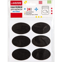 Наклейка для мелков и маркеров 3,5х5,5см 4л по 6шт, 24шт/уп. овальные, черные матовые