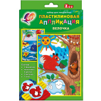 Пластилиновая аппликация "Белочка" (пластилин 6шт, формочки, стек) 25С 1555-08