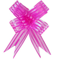 Бант - шар 5см диаметр 13см Полосы матовый розовый Y7014-18