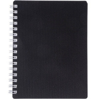 Записная книжка А6 80л "Velvet. Черная" клетка, на спирали, пластиковая обложка 081579