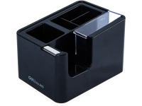 Набор настольный 12х10х9см 4 отделения, с диспенсером для скотча 18мм, черный E809