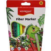 Фломастеры 12 цветов "Fiber Marker" смываемые, с вентилируемым колпачком, картон KR971587
