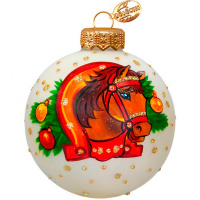 Шар 80мм "Лошадка в упряжке" в подарочной упаковке КУ-80-254040