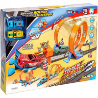 Автотрэк "Pull Back Railcar" 42х33х7см 54 детали, 2 мащинки, 2 кольца (свет, звук) 2000253/652-M1