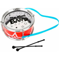 Барабан 18,5х8,5см с палочками и ремнем, пластик/металл, 2 цвета 11063-24