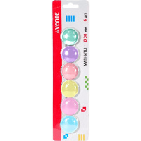 Магниты д/доски 30мм 6шт "Pastel" ассорти, в картонном блистере 6021102