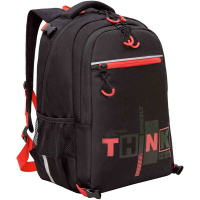 Рюкзак 28х39х17см 943гр, 2 отделения, 3 кармана, с сумкой для обуви, черный/красный RB-458-1/2