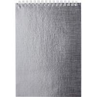 Блокнот А5 80л клетка на спирали, бумвинил металлик серебро 80Б5бвВ1гр