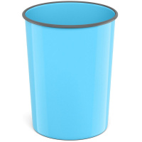 Корзина д/бумаг 13,5л круглая цельная, пластик, голубая "Pastel" 58454