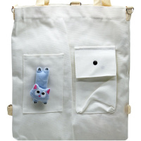 Сумка 37х33х3,5см 1 отделение, 2 кармана, текстиль, белая FB1240