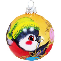 Шар 80мм "Снегирь в шапочке" в подарочной упаковке КУ-80-214024