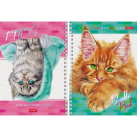 Тетрадь А5 80л клетка "Эти заМУРчательные кошки" на спирали двойная, твердая обложка 081101