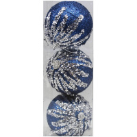 Набор шаров 80мм 3шт синий с серебристыми звездами и блесткамиA1-31615BL+S8