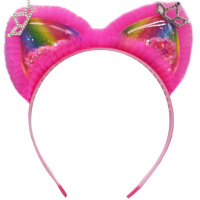 Ободок Уши с короной и стразами, пластик/текстиль 4 цвета Y10630-24