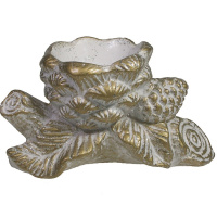 Подсвечник "Ветка с шишками" яркое золото 10х5х5см полистоун D108/715248