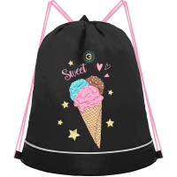 Сумка для сменной обуви 38х50х11см "Ice cream" черная/розовая 1 отделение 1 карман OM-40-9/1