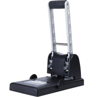 Дырокол мощный 100л 2-отв, d-6мм, 12мм, с линейкой, металл, черный E0130