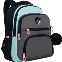 Рюкзак 30х39х20см, 760гр, 3 отделения, 4 кармана, черный/мятный, с брелком RG-562-2/1