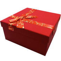 Коробка подарочная с бантом "Красная" 15,5х15,5х6,5см, квадратная, картон 11486-24