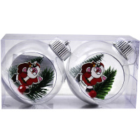 Набор шаров 80мм 2шт прозрачный "Дед Мороз" Y9919-24