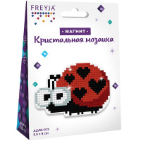 Набор мозаики "Магнит. Божья коровка" 8,5х6см (основа, стилус, воск.подушка, стразы, лоток) ALVM-013