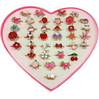 Кольцо с цветным рисунком, ассорти, металл Y8025-18