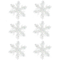 Набор новогодних украшений Снежинка 6см, 6шт/уп, с блестками, белый Y1586-14/XD-RX1001