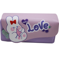 Пенал "Love rabbits" 20х10х6см прямоугольный, 2 отделения, 1 карман, текстиль, на липучке, 3 цвета