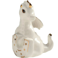 Сувенир "Дракон с подковой" 8,5см керамика белый SK2503