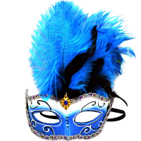 Маска карнавальная Венецианская с перьями 19х8см 4 цвета Y10174-24