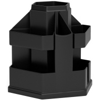 Подставка-органайзер "Office Classic" 15х15,5х15см 10 отделений, пластик, вращающийся, чёрная 19793